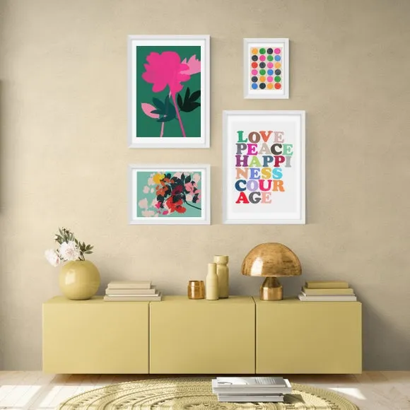 Set of 4 Abstract Art Prints - Multicolor