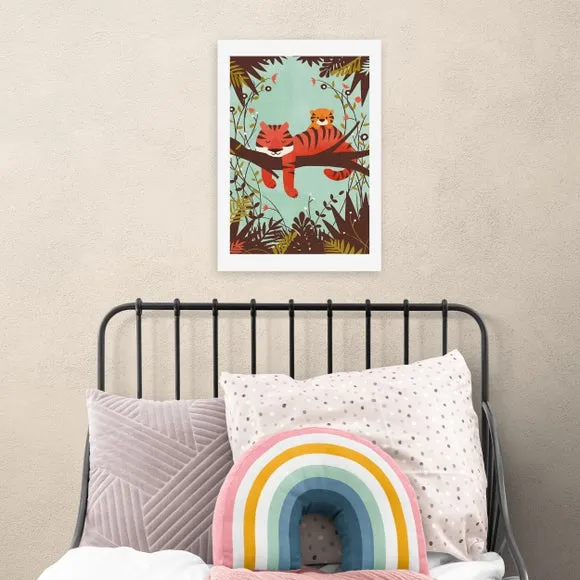 Sleeping Tiger Wall Print - Multicolor, Paper image