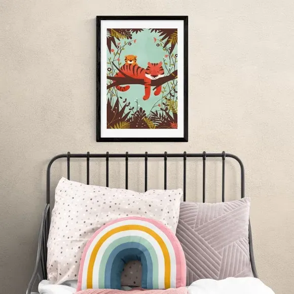 Sleeping Tiger Wall Print - Multicolor, Paper