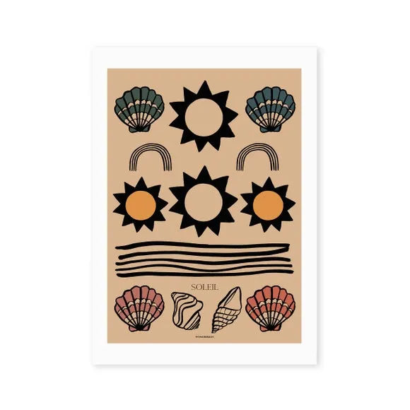Soleil Tapestry Wall Print - Brown, Paper