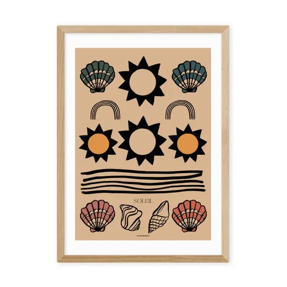 Soleil Tapestry Wall Print - Brown, Paper