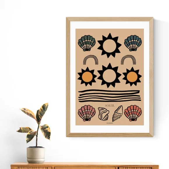 Soleil Tapestry Wall Print - Brown, Paper