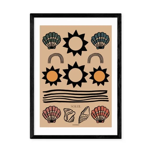 Soleil Tapestry Wall Print - Brown, Paper