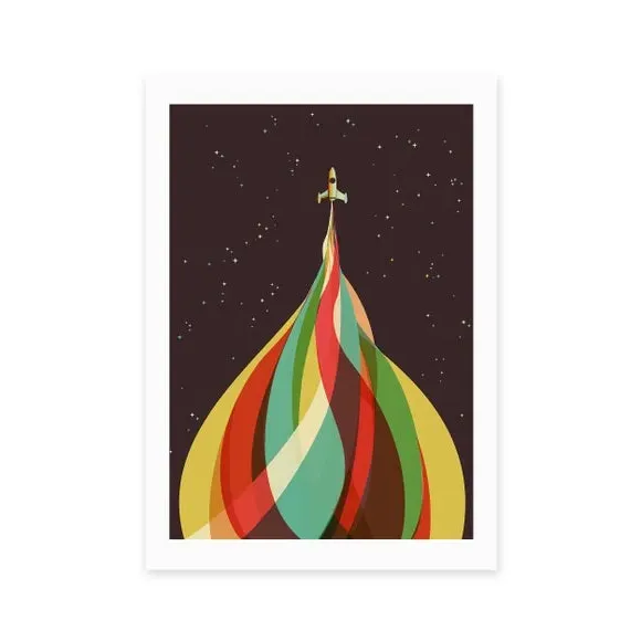 Space Boy Wall Print - Multicolor, Paper