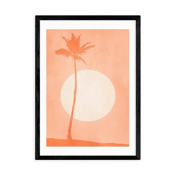 St. Tropez Sunset Print Tropical Design - Orange, Paper