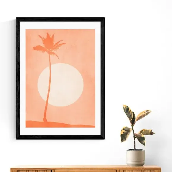 St. Tropez Sunset Print Tropical Design - Orange, Paper