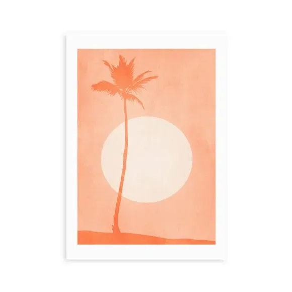 St. Tropez Sunset Print Tropical Design - Orange, Paper