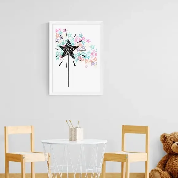Star Themed Wall Print - Multicolor, Paper