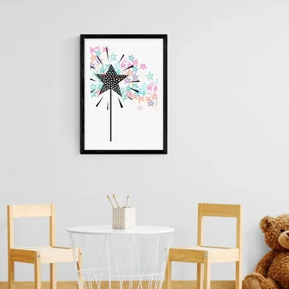 Star Themed Wall Print - Multicolor, Paper