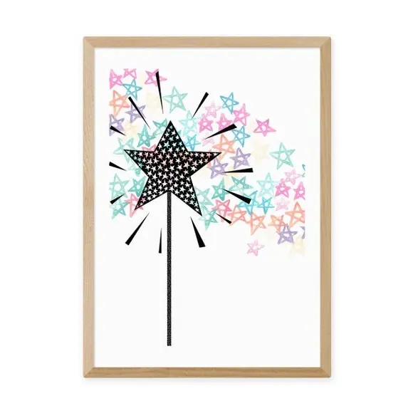 Star Themed Wall Print - Multicolor, Paper