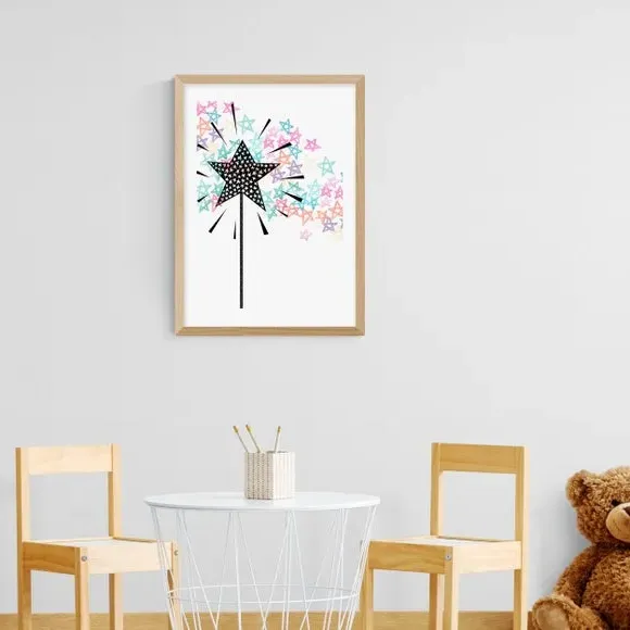 Star Themed Wall Print - Multicolor, Paper