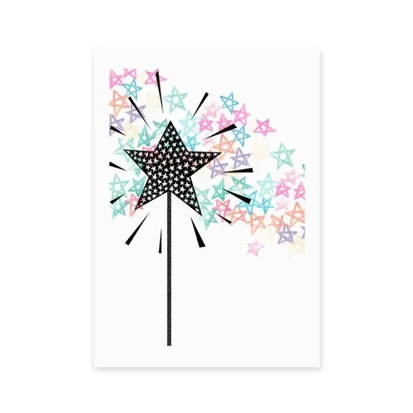 Star Themed Wall Print - Multicolor, Paper