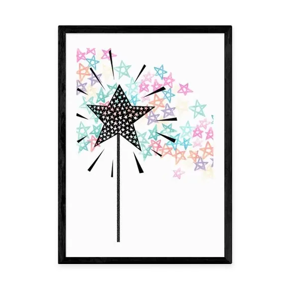 Star Themed Wall Print - Multicolor, Paper