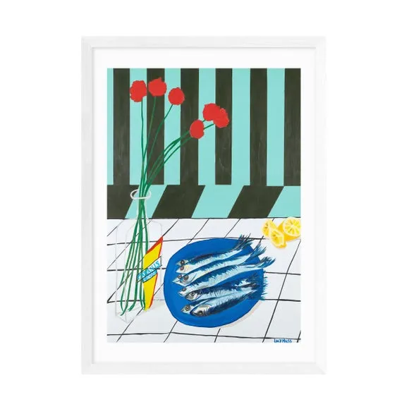 Striped Sardines Wall Print - Green