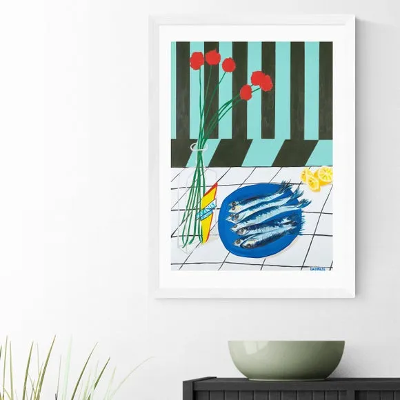 Striped Sardines Wall Print - Green