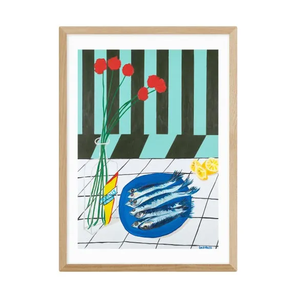 Striped Sardines Wall Print - Green