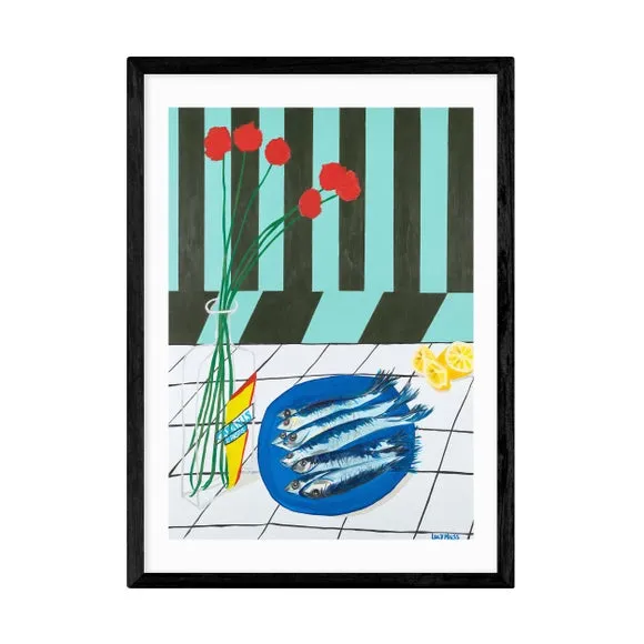 Striped Sardines Wall Print - Green