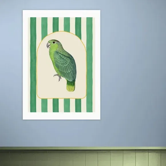 Stripy Parrot Wall Print - Green image