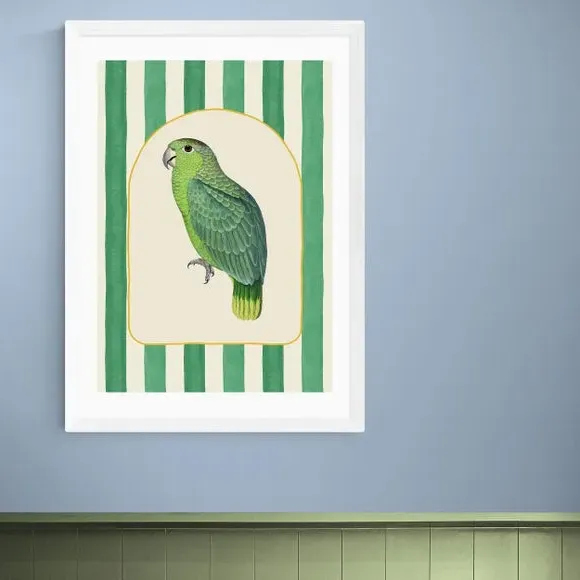 Stripy Parrot Wall Print - Green
