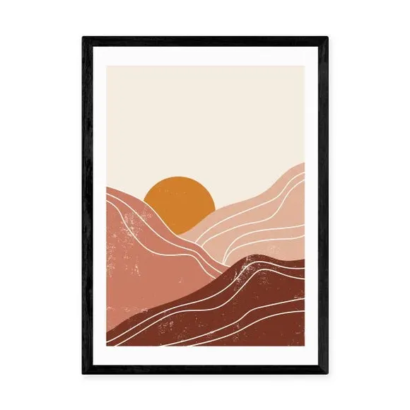 Sunset Landscape Wall Print - Brown
