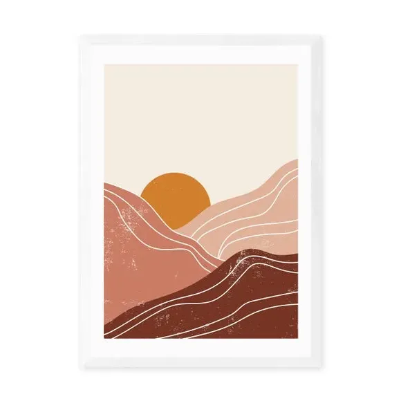 Sunset Landscape Wall Print - Brown