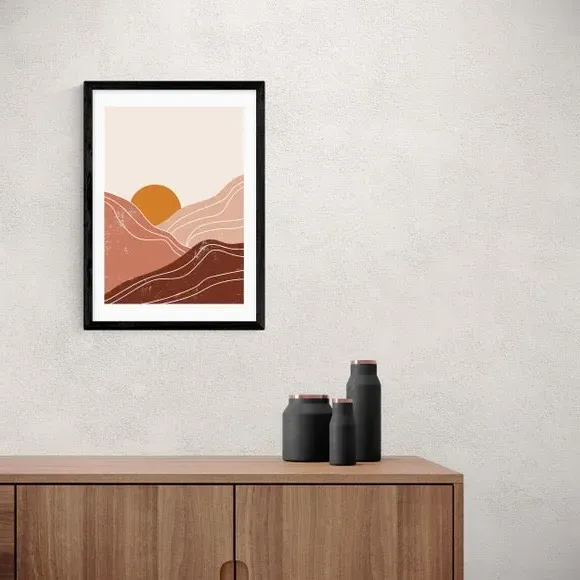Sunset Landscape Wall Print - Brown