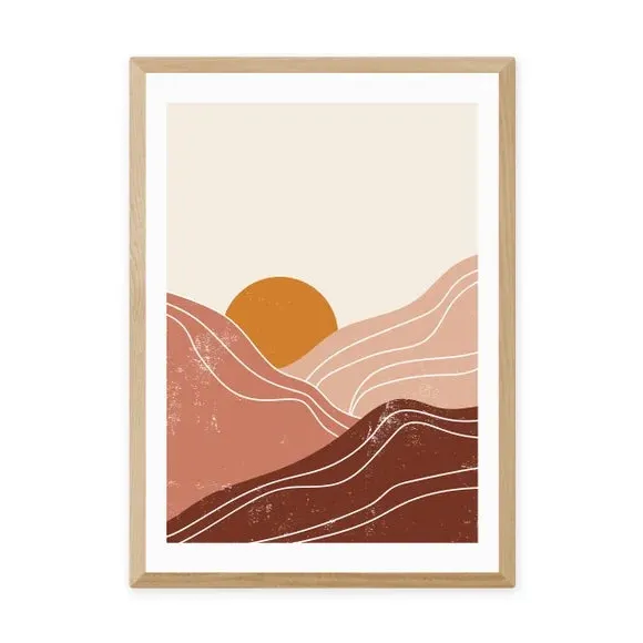 Sunset Landscape Wall Print - Brown
