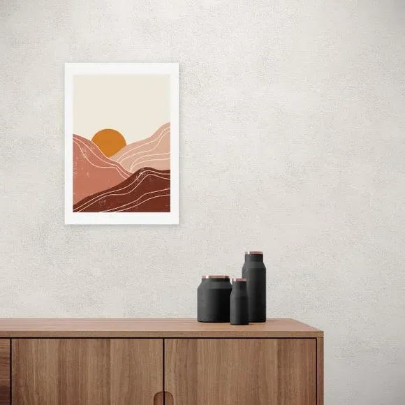 Sunset Landscape Wall Print - Brown image