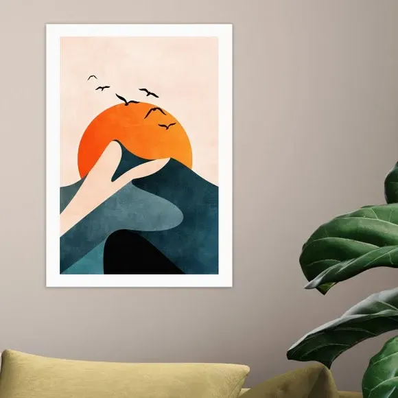 Sunset Mountain Print - Orange image