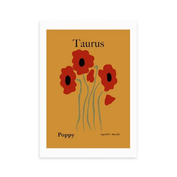Taurus Art Print with Frame Options - Orange
