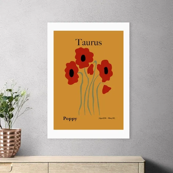 Taurus Art Print with Frame Options - Orange