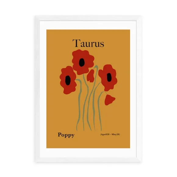 Taurus Art Print with Frame Options - Orange