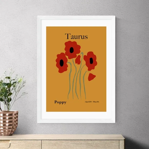 Taurus Art Print with Frame Options - Orange