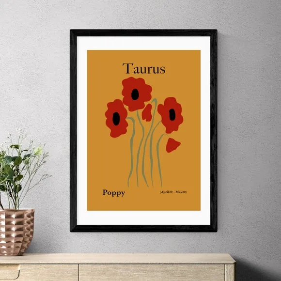 Taurus Art Print with Frame Options - Orange
