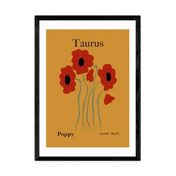 Taurus Art Print with Frame Options - Orange