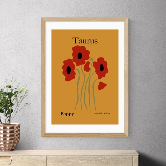Taurus Art Print with Frame Options - Orange