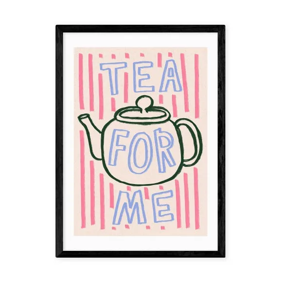 Tea For Me Wall Print - Pink, Paper