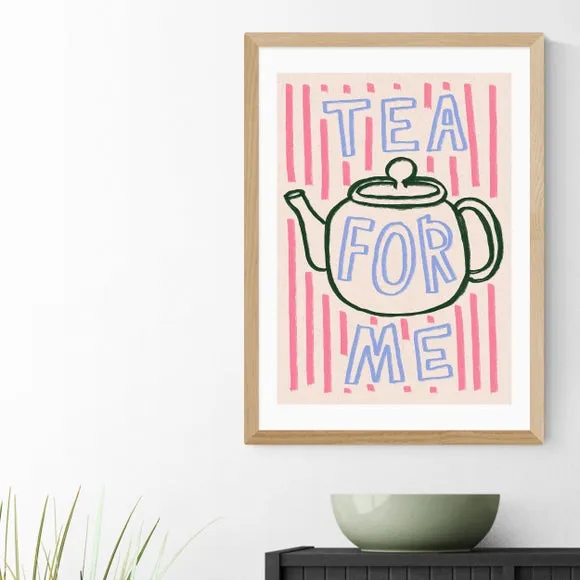 Tea For Me Wall Print - Pink, Paper