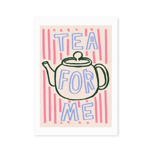 Tea For Me Wall Print - Pink, Paper