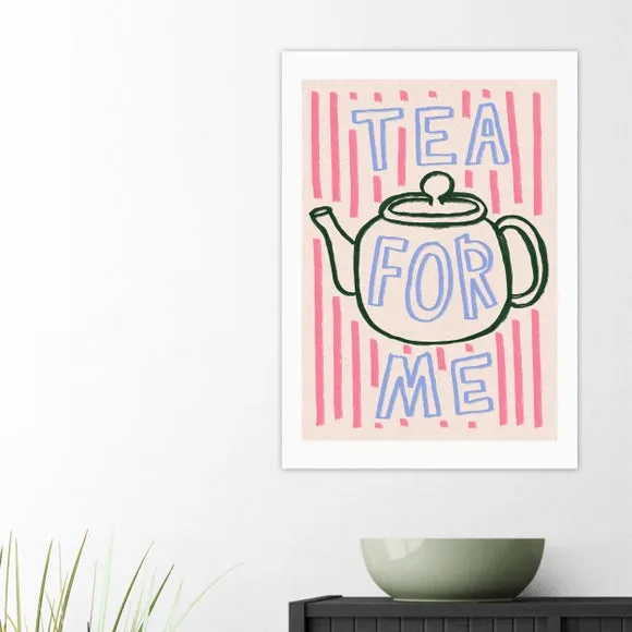 Tea For Me Wall Print - Pink, Paper image
