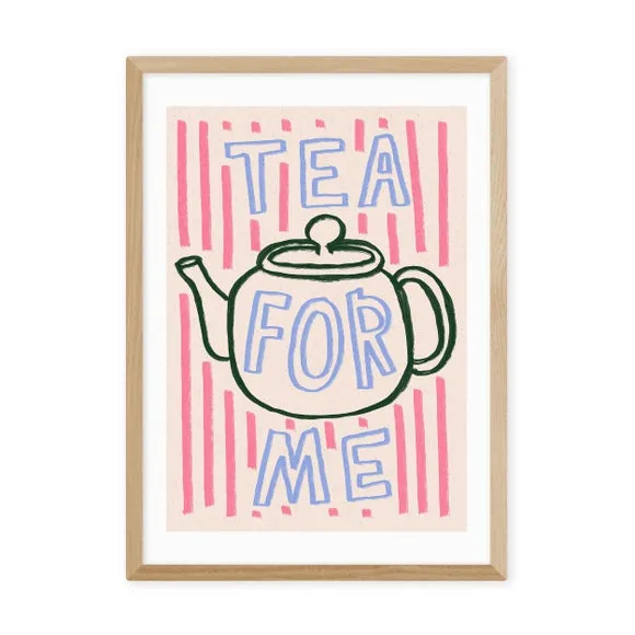 Tea For Me Wall Print - Pink, Paper