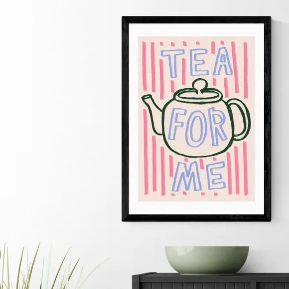 Tea For Me Wall Print - Pink, Paper