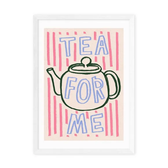 Tea For Me Wall Print - Pink, Paper