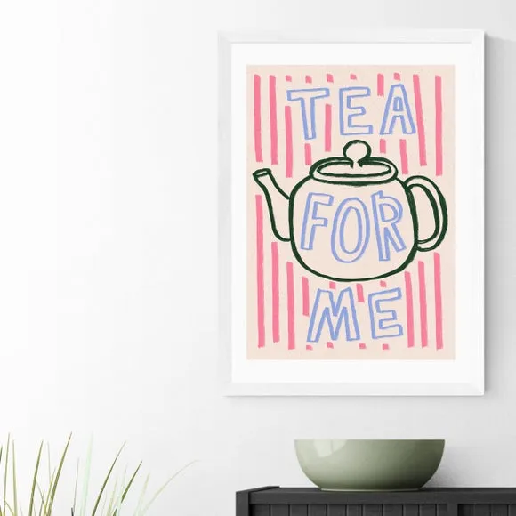 Tea For Me Wall Print - Pink, Paper
