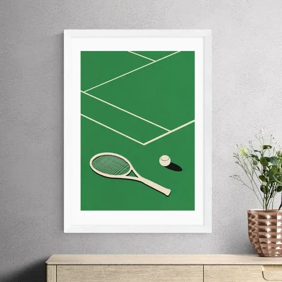 Tennis Club Wall Print - Green, Paper