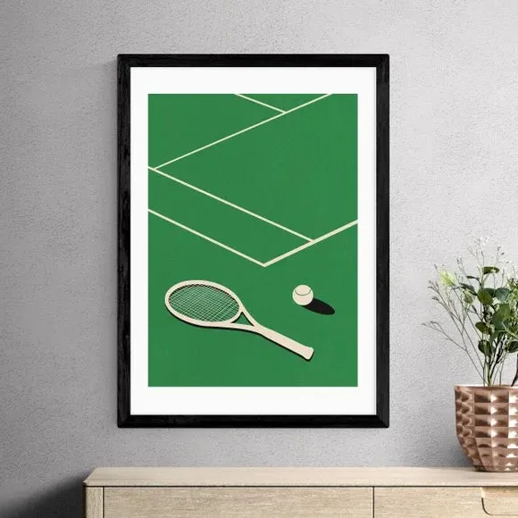 Tennis Club Wall Print - Green, Paper