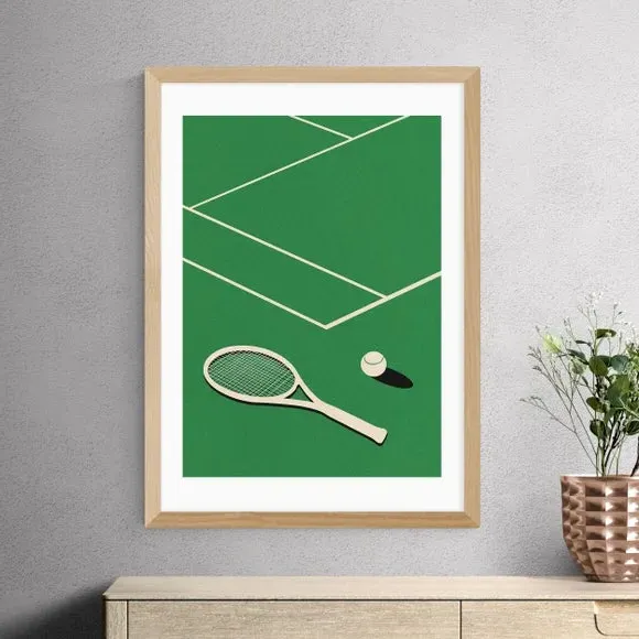 Tennis Club Wall Print - Green, Paper
