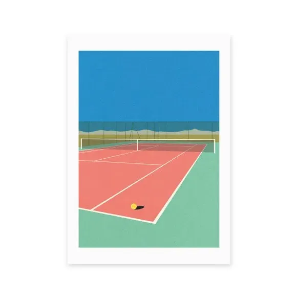 Tennis Court Desert Art Print - Multicolor