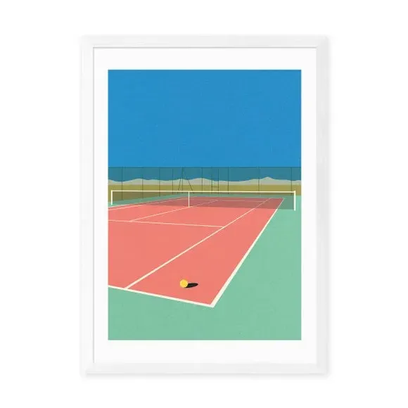 Tennis Court Desert Art Print - Multicolor