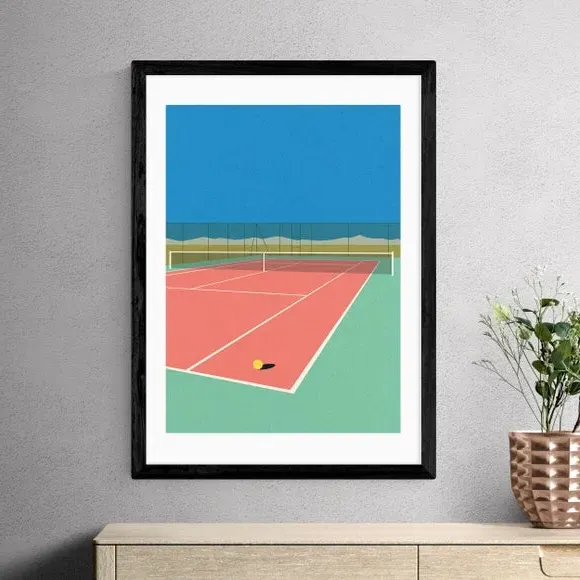 Tennis Court Desert Art Print - Multicolor